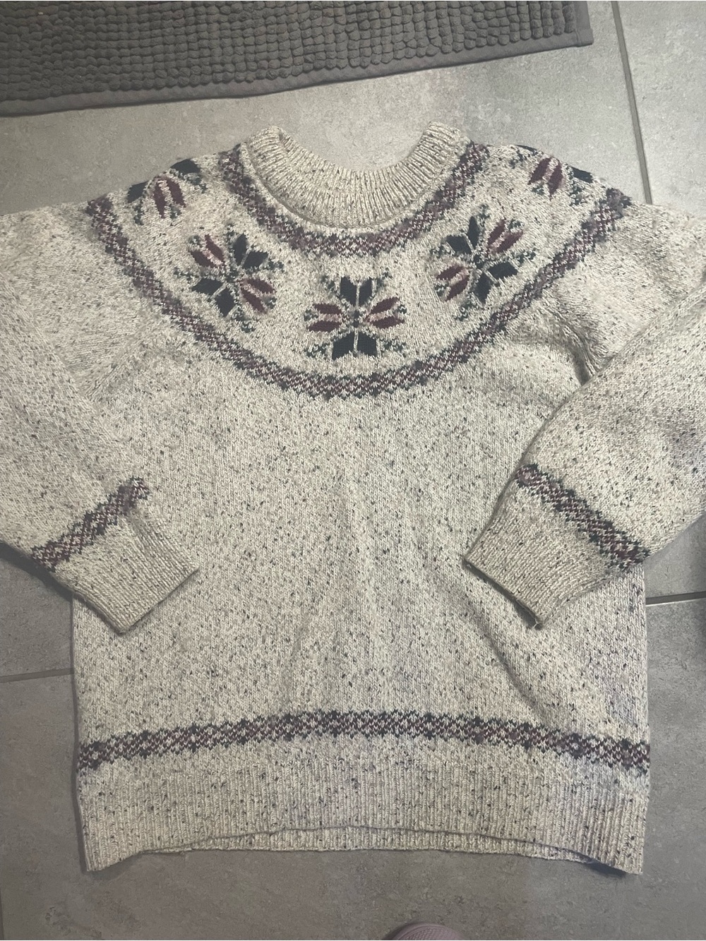 Cozy Cream Fair Isle Crewneck Sweater